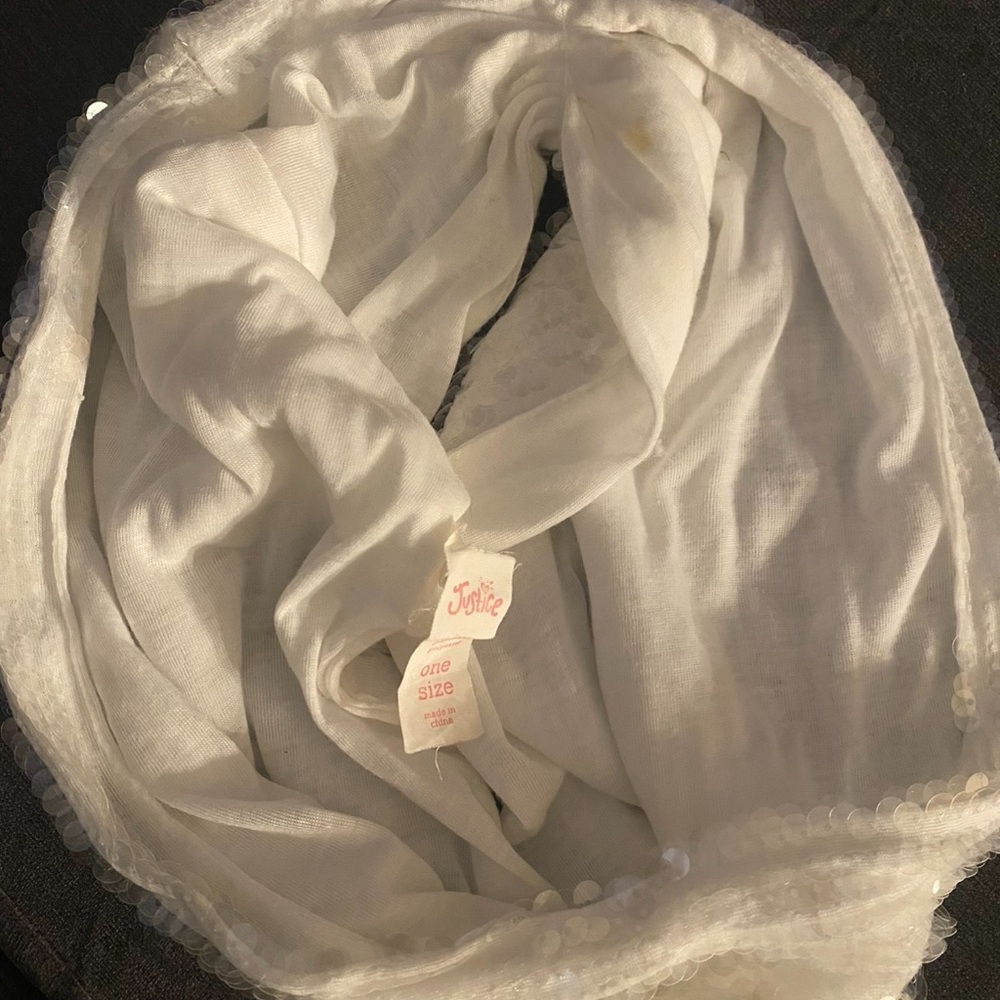 Justice White Sequin-Embellished Scarf
